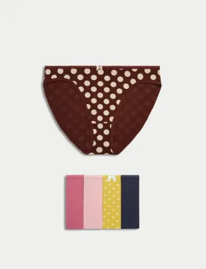5pk Cotton Lycra® High Leg Knickers