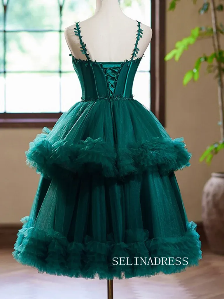 A-Line Sweetheart Tulle Short Prom Dress Green Homecoming Dress #TKL2120