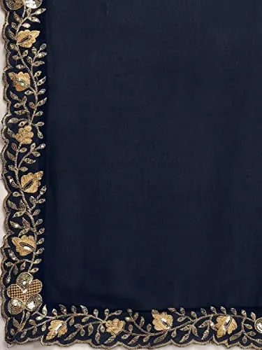 Anara Gerogette Plain Blue Lehenga Choli For Womens (PVT-LH-L8171_Blue)