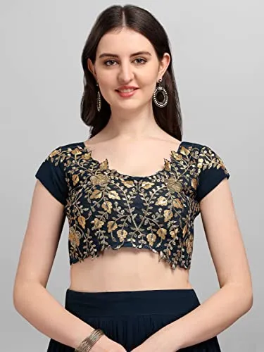 Anara Gerogette Plain Blue Lehenga Choli For Womens (PVT-LH-L8171_Blue)