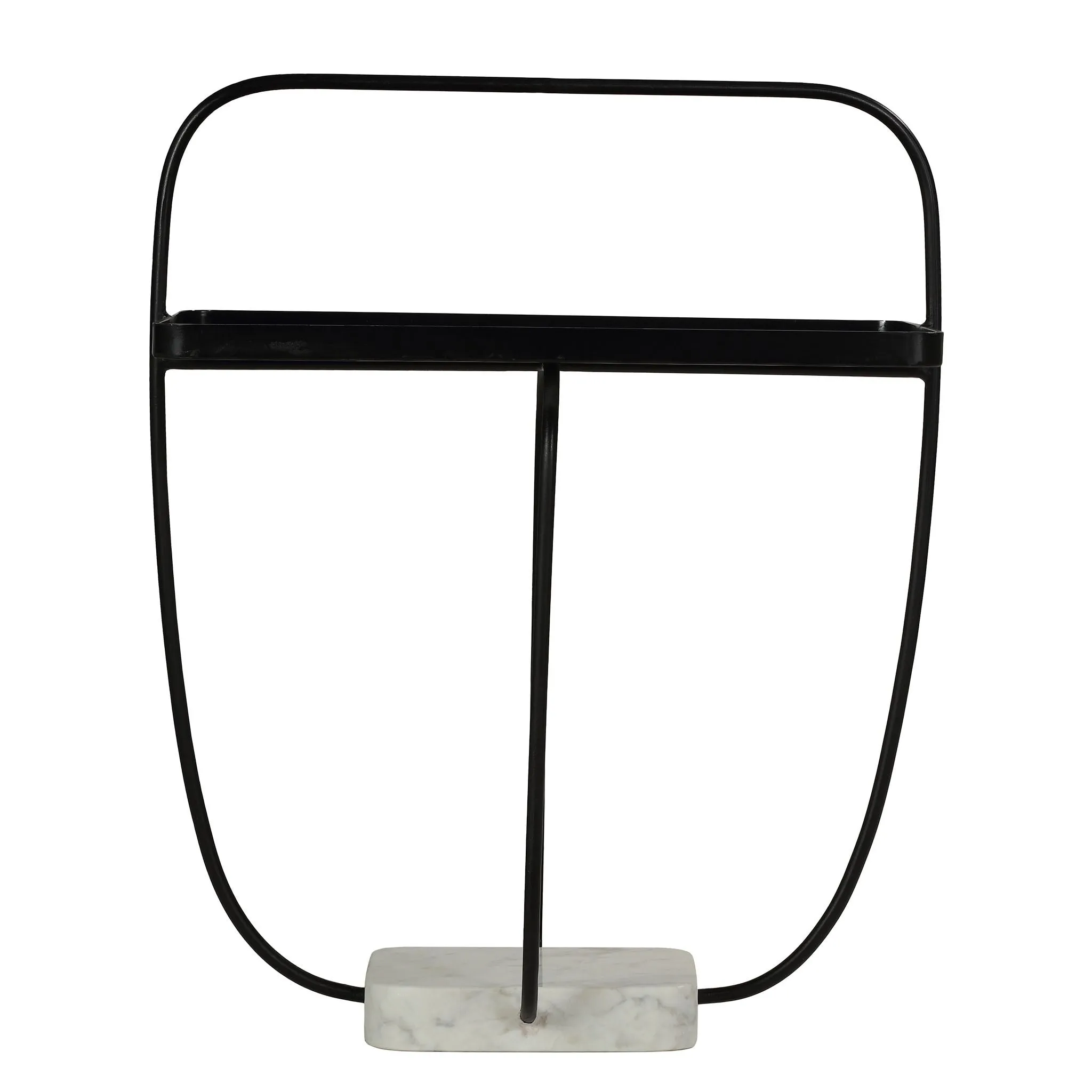 Bare Decor Saskatoon Accent Table Black Metal Frame with Marble Base