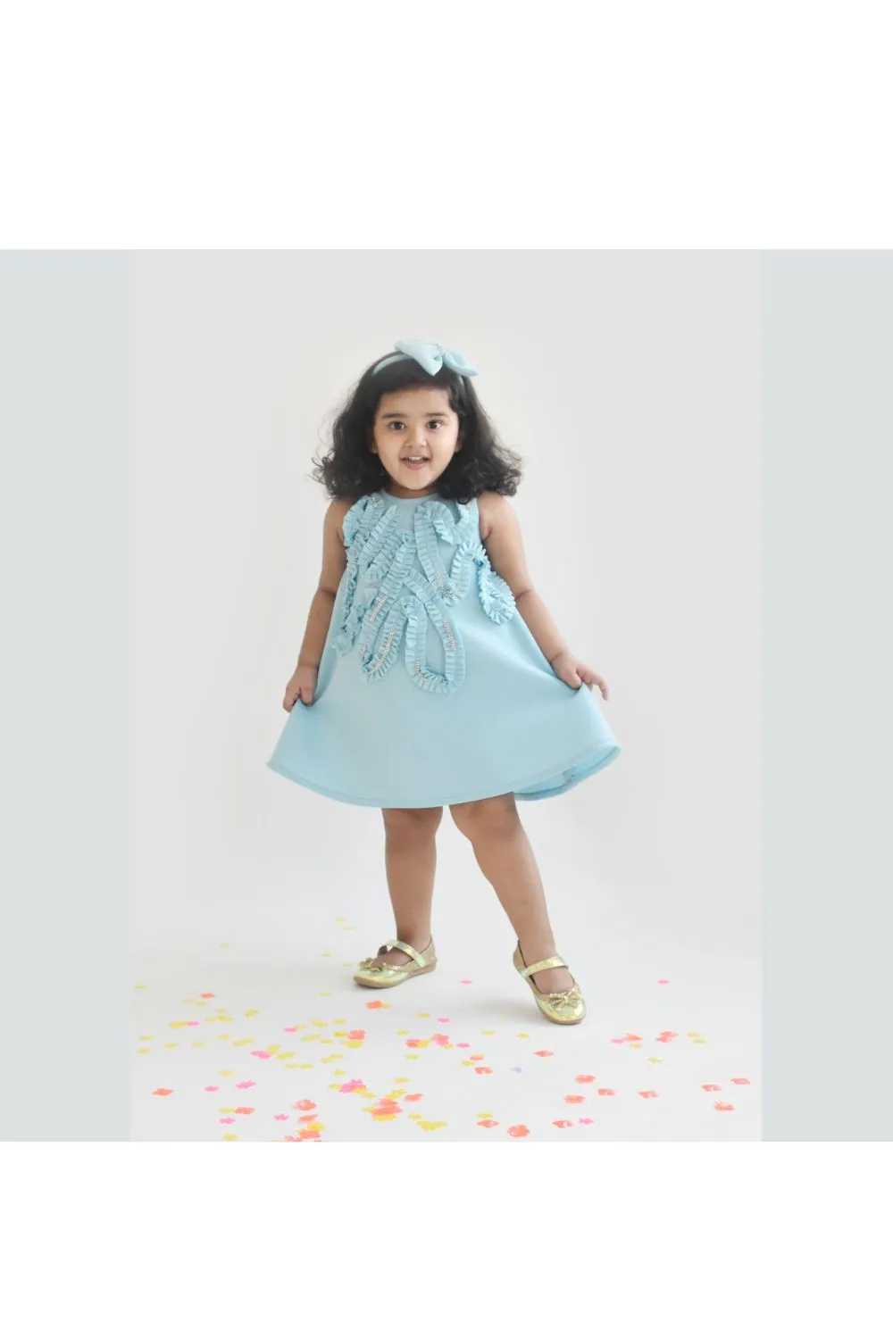 Blue A Line Lycra Dress