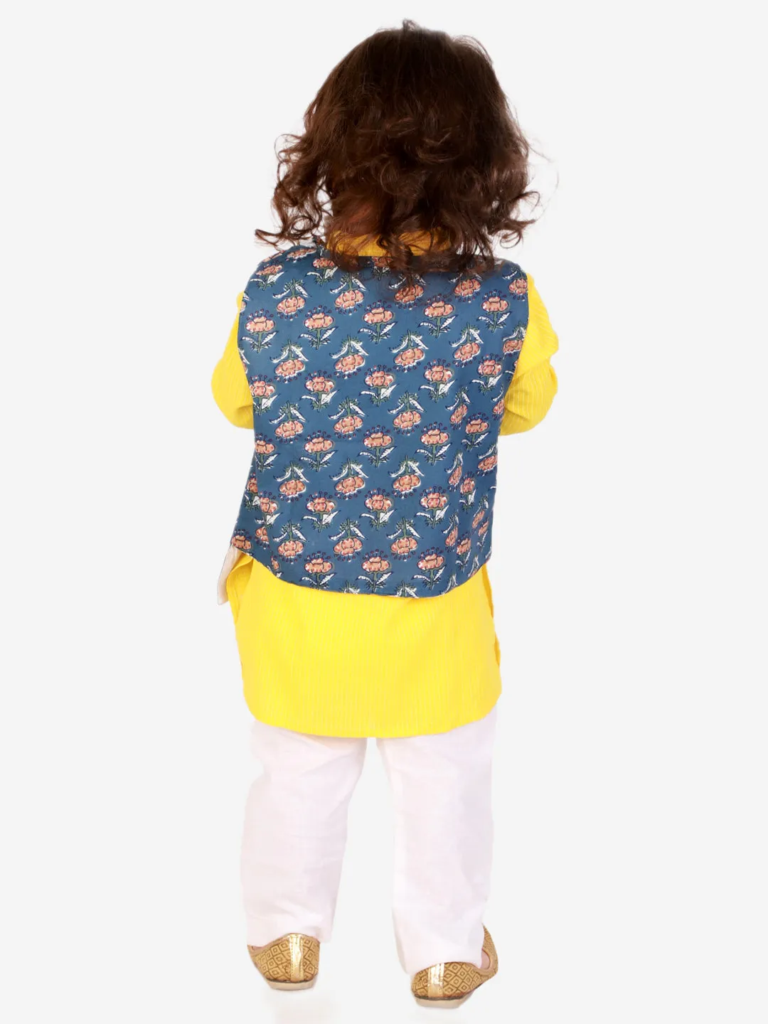 Boy's Floral Jacket Kantha Kurta Pyjama set - KID1 Boys