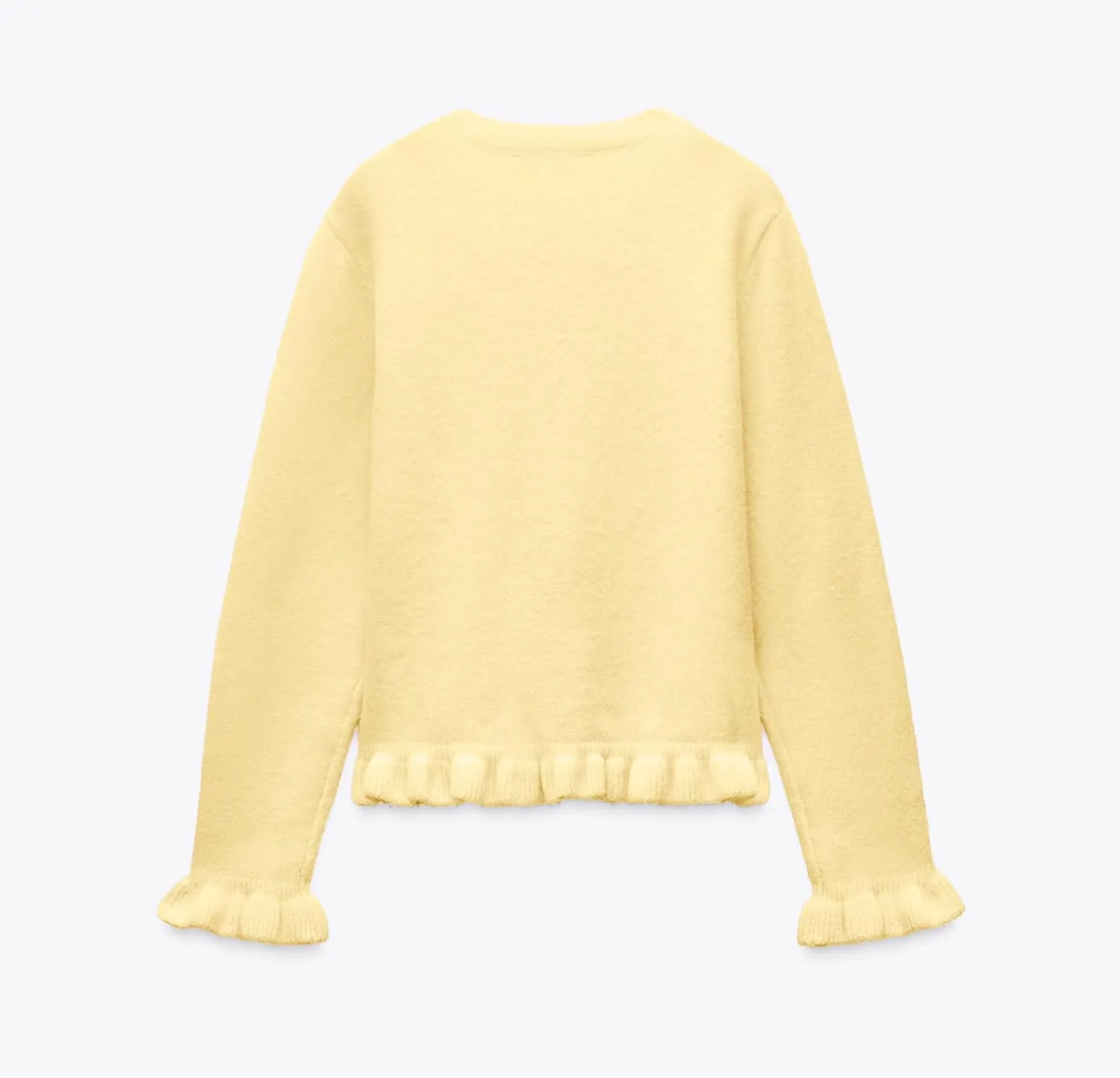 Cioatin Women Y2K Ruffle Knit Open Front Button Down Sweater Cardigan Long Sleeve Crewneck Lightweight Pullover Fall Outfits
