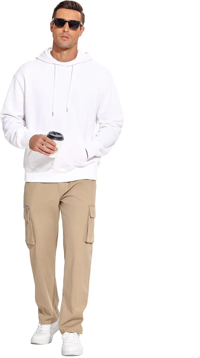COOFANDY Men's Cotton Cargo Pants Relaxed Fit Elastic Waist Casual Pants Stretch Work Cargo Pant with Pockets