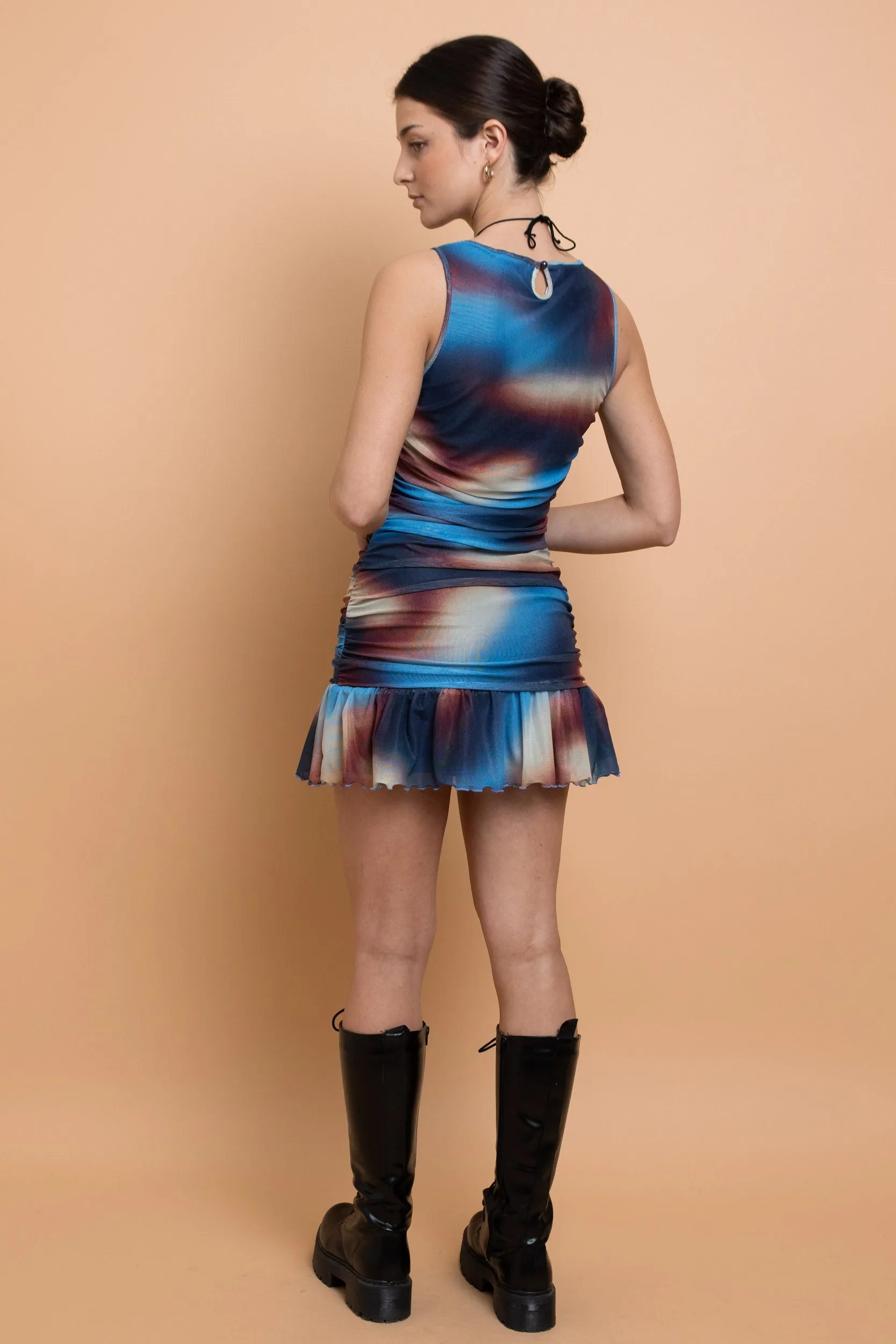 Daisy Street Mesh Dropped Waist Mini Dress