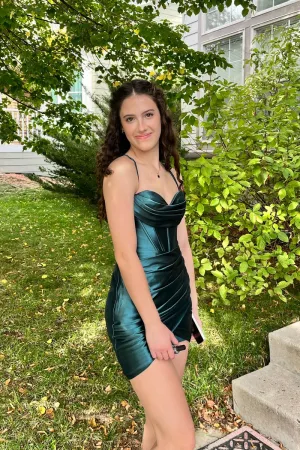 Dark Green Sweetheart Bodycon Short Homecoming Dresses VK24062103