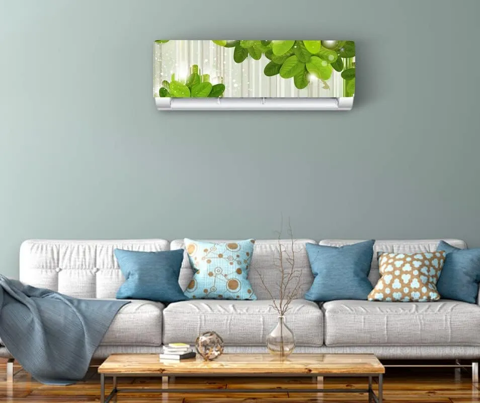 DreamKraft Green Leaves Air Conditioner Sticker Home Décor AC Decorative Sticker (PVC Vinyl 30cm x 91cm)-AC321