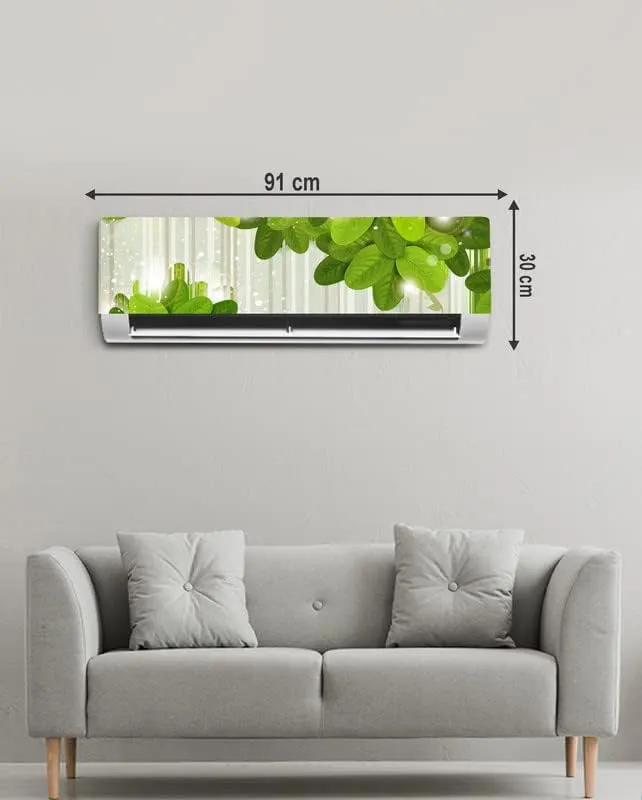 DreamKraft Green Leaves Air Conditioner Sticker Home Décor AC Decorative Sticker (PVC Vinyl 30cm x 91cm)-AC321