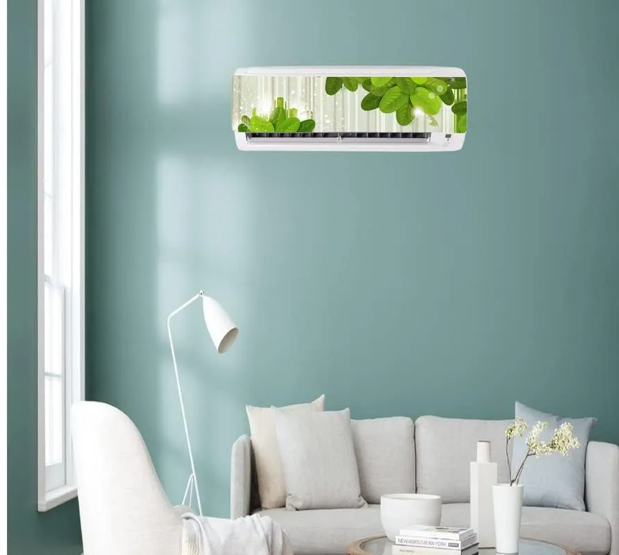 DreamKraft Green Leaves Air Conditioner Sticker Home Décor AC Decorative Sticker (PVC Vinyl 30cm x 91cm)-AC321