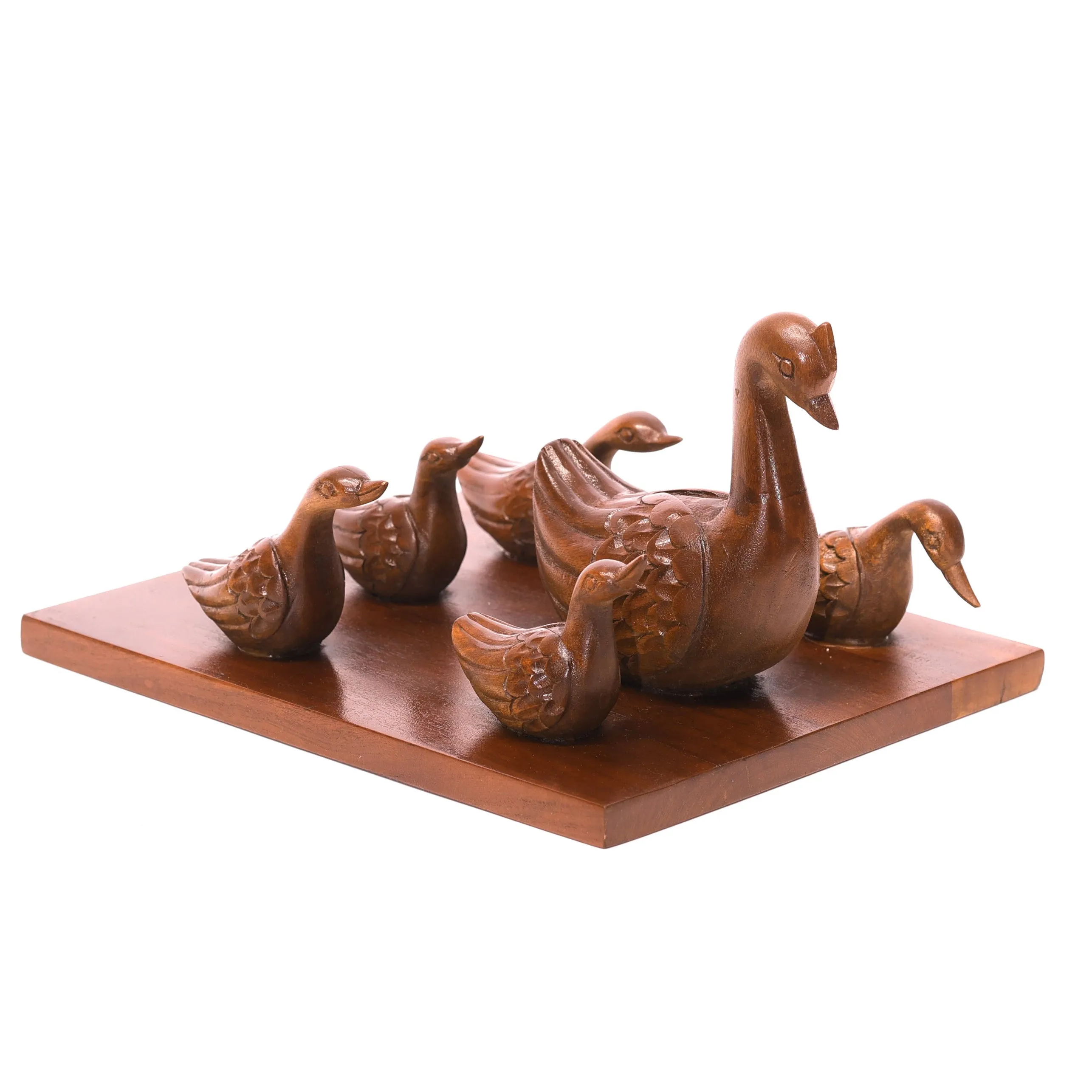 Elegant Antique Style Wooden Swan Group Showpiece