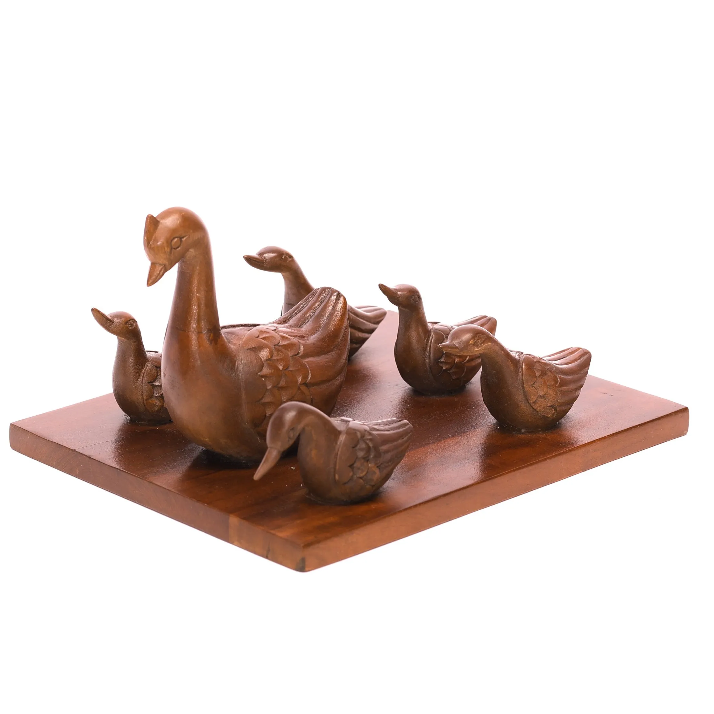 Elegant Antique Style Wooden Swan Group Showpiece