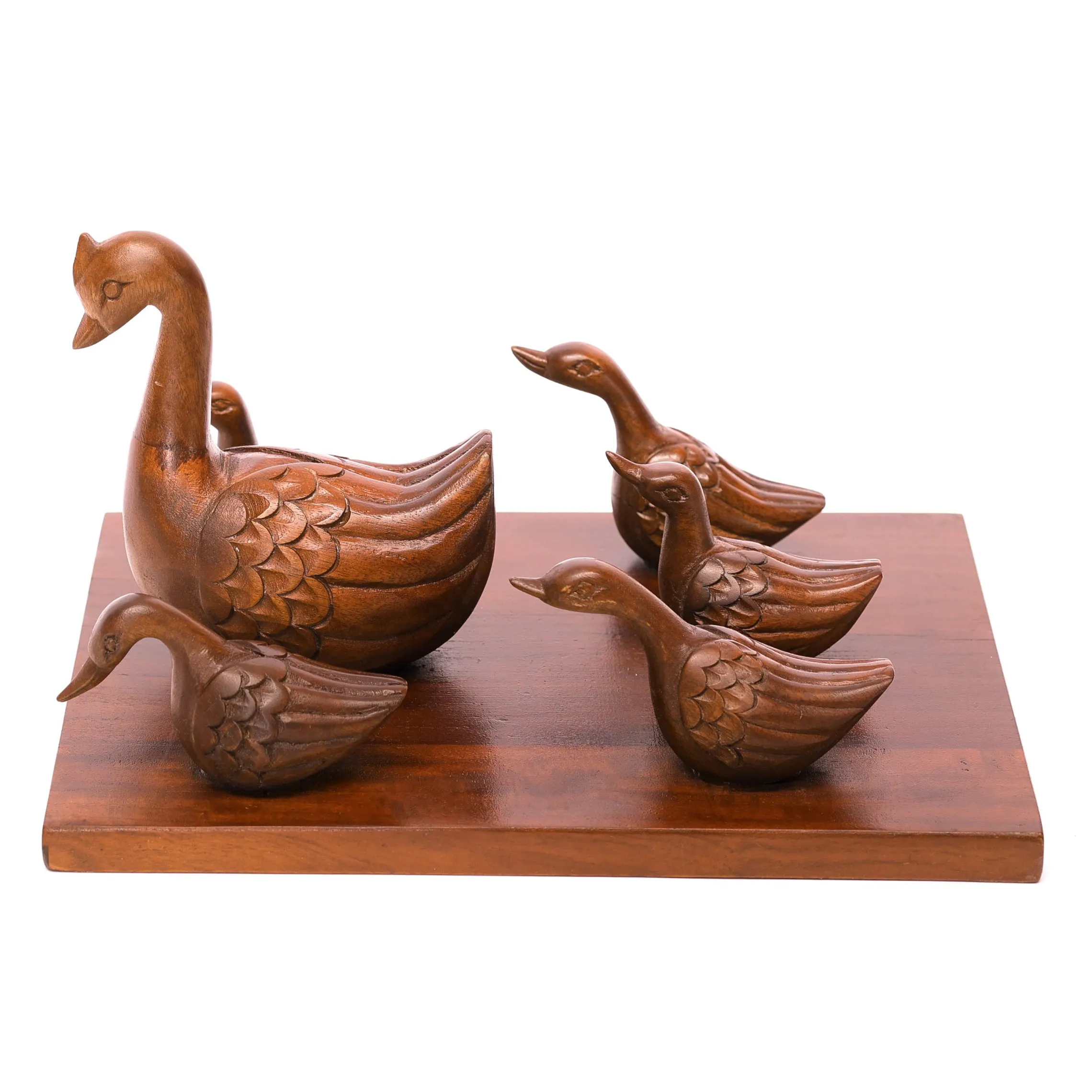Elegant Antique Style Wooden Swan Group Showpiece
