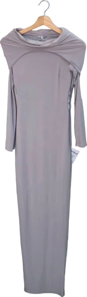 Fashion Nova Gray Long Sleeve Maxi Dress UK S