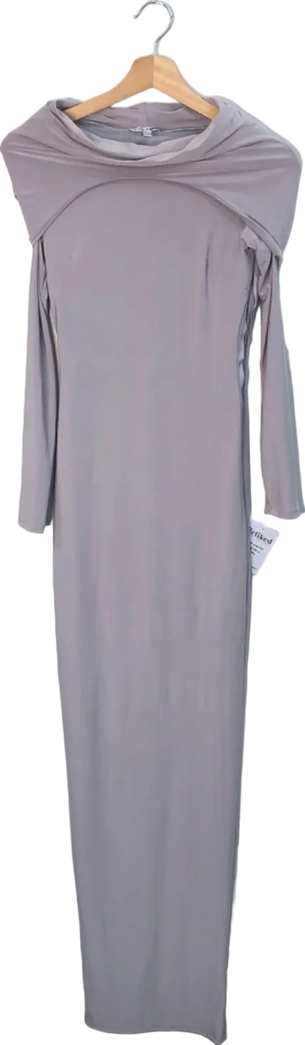 Fashion Nova Gray Long Sleeve Maxi Dress UK S