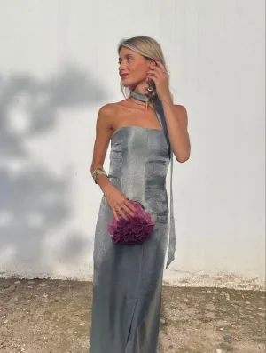 Gray Strapsless Long Prom Evening Dress      S5313