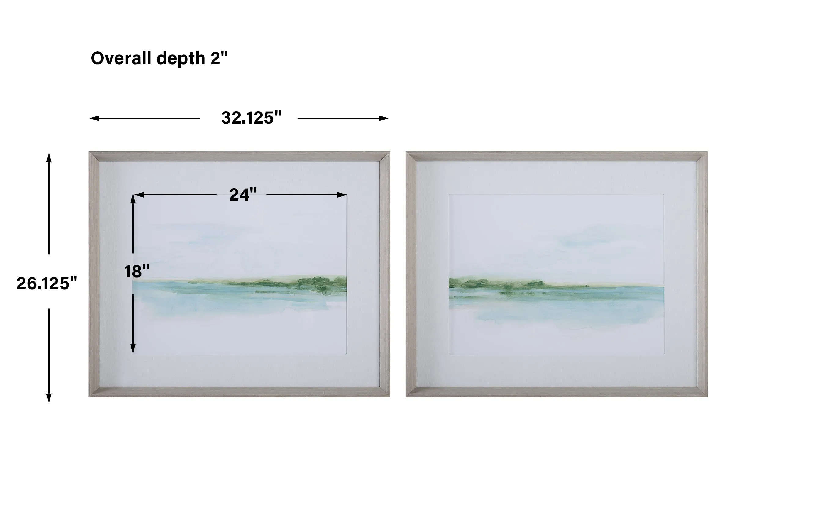 Green Ribbon Coast Framed Prints Set/2