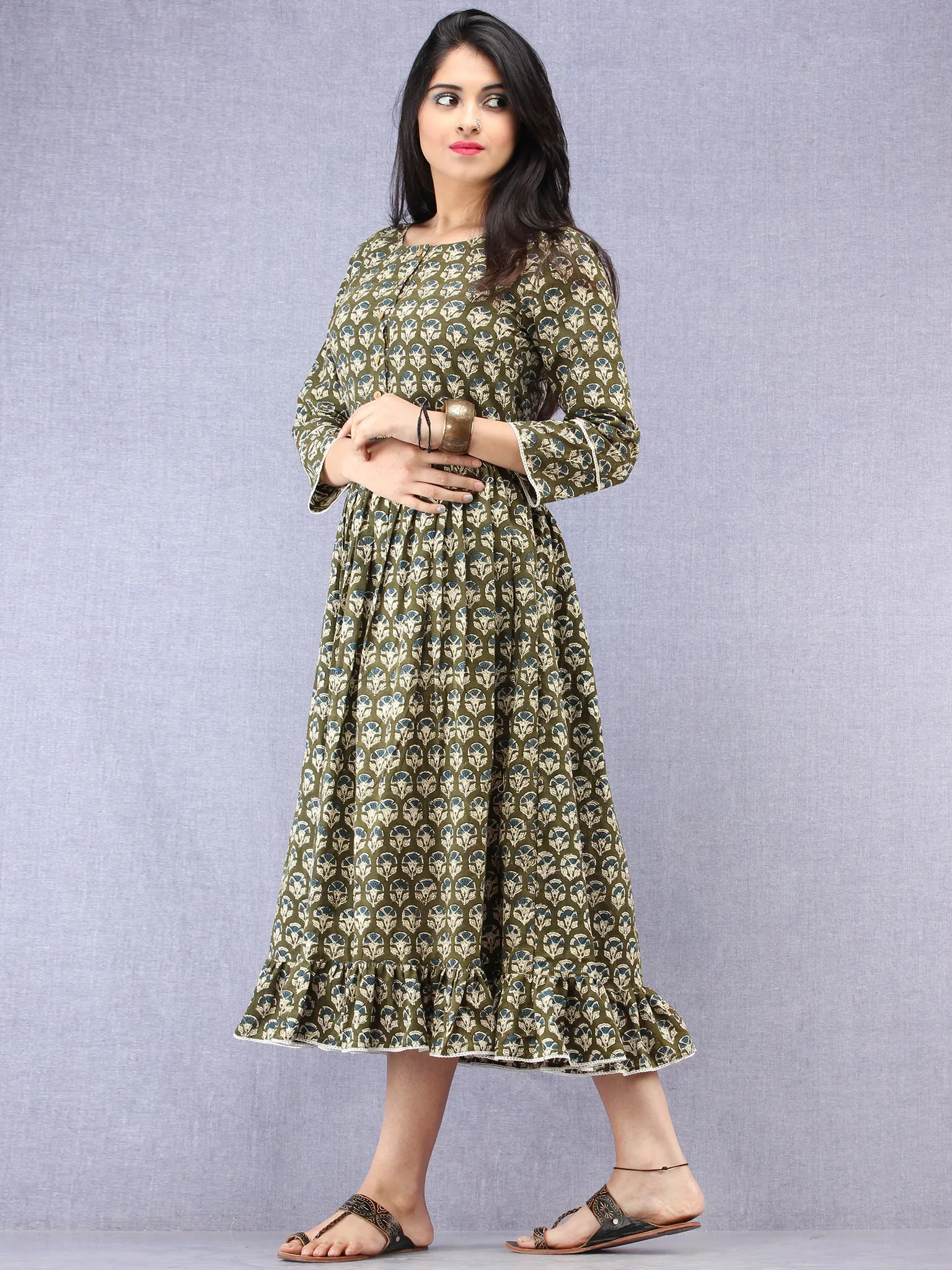 Hena - Hand Block Printed Short Cotton Dress  - D392F1738