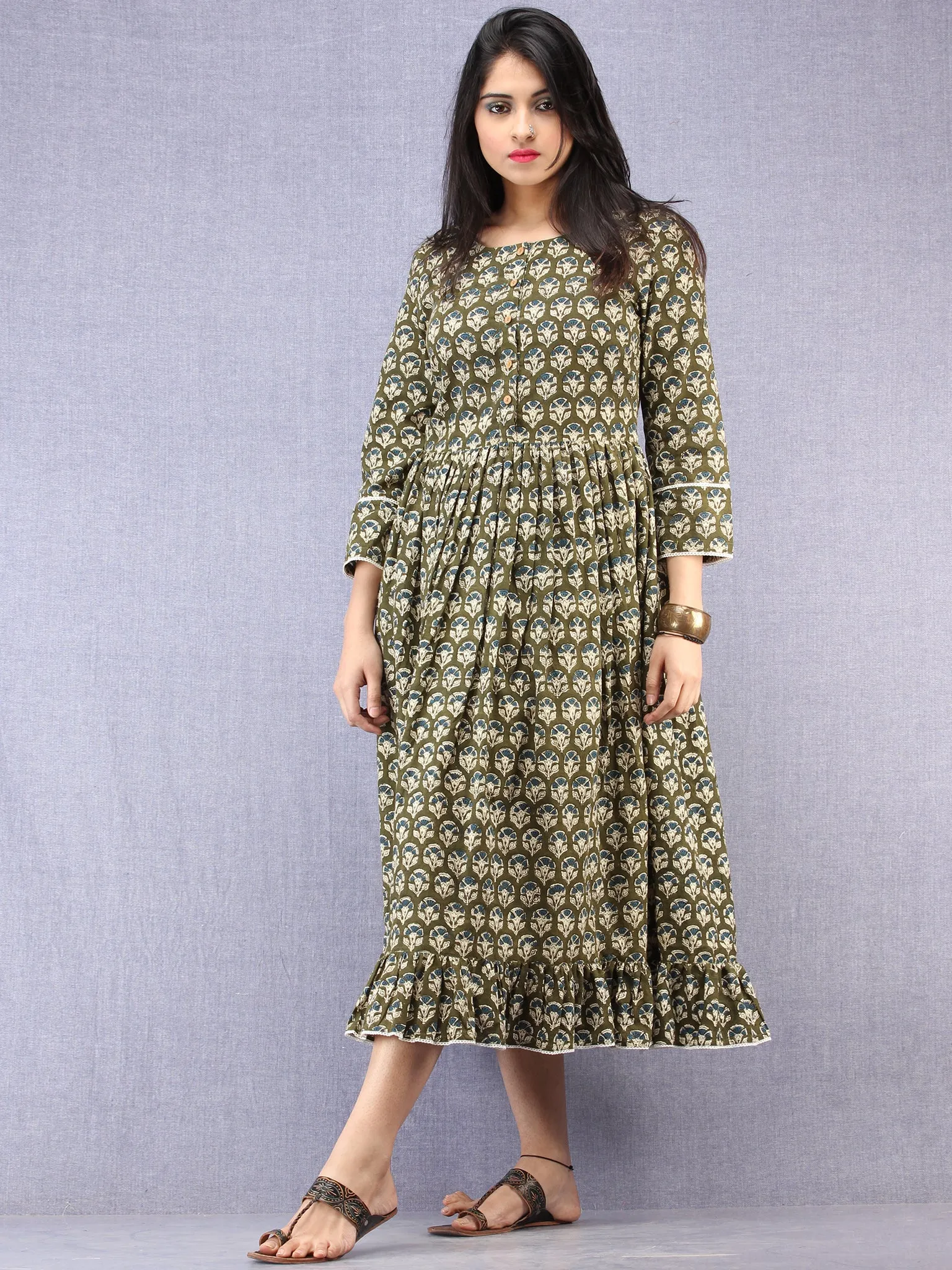 Hena - Hand Block Printed Short Cotton Dress  - D392F1738