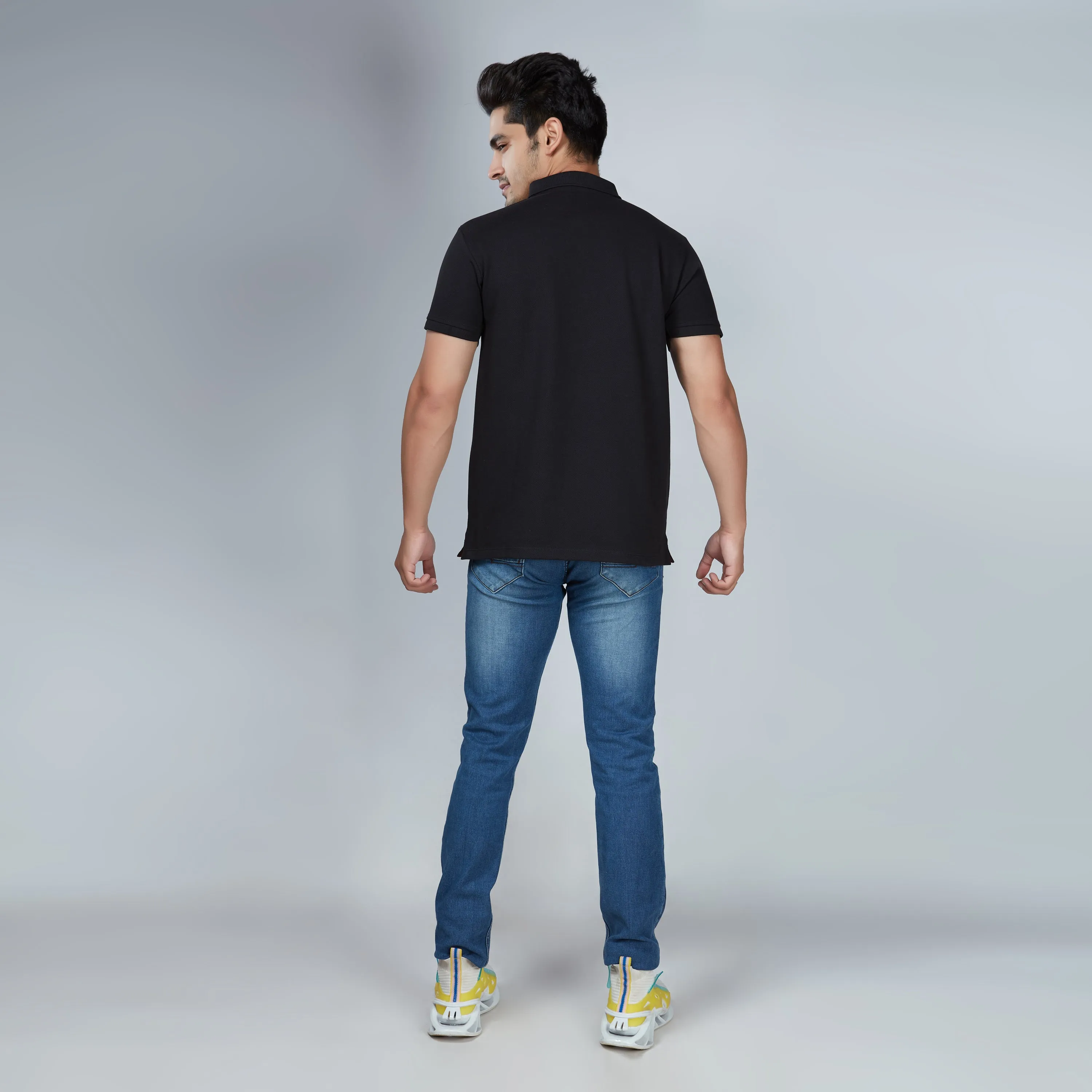 Jade Black Half Sleeve Polo T-Shirt
