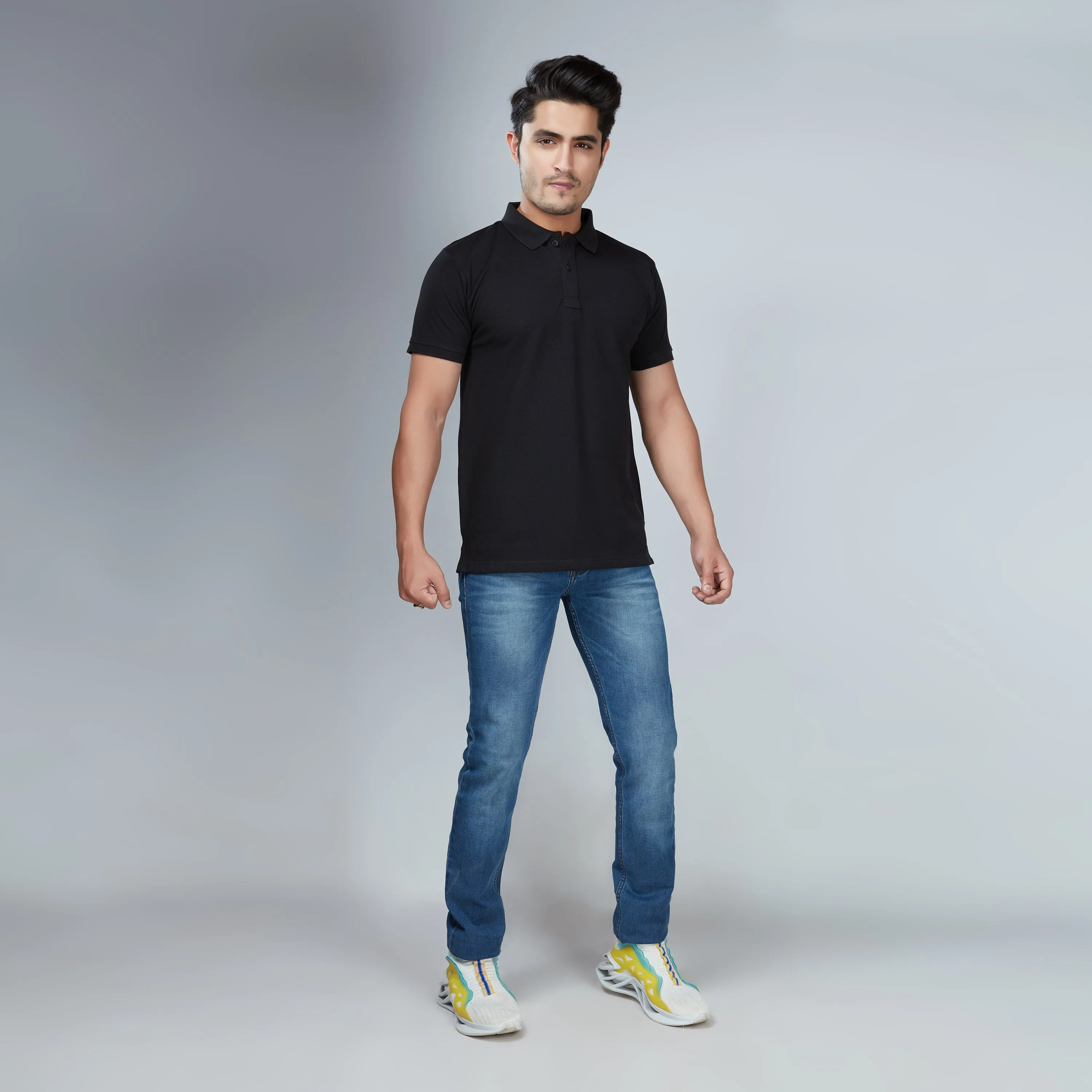 Jade Black Half Sleeve Polo T-Shirt