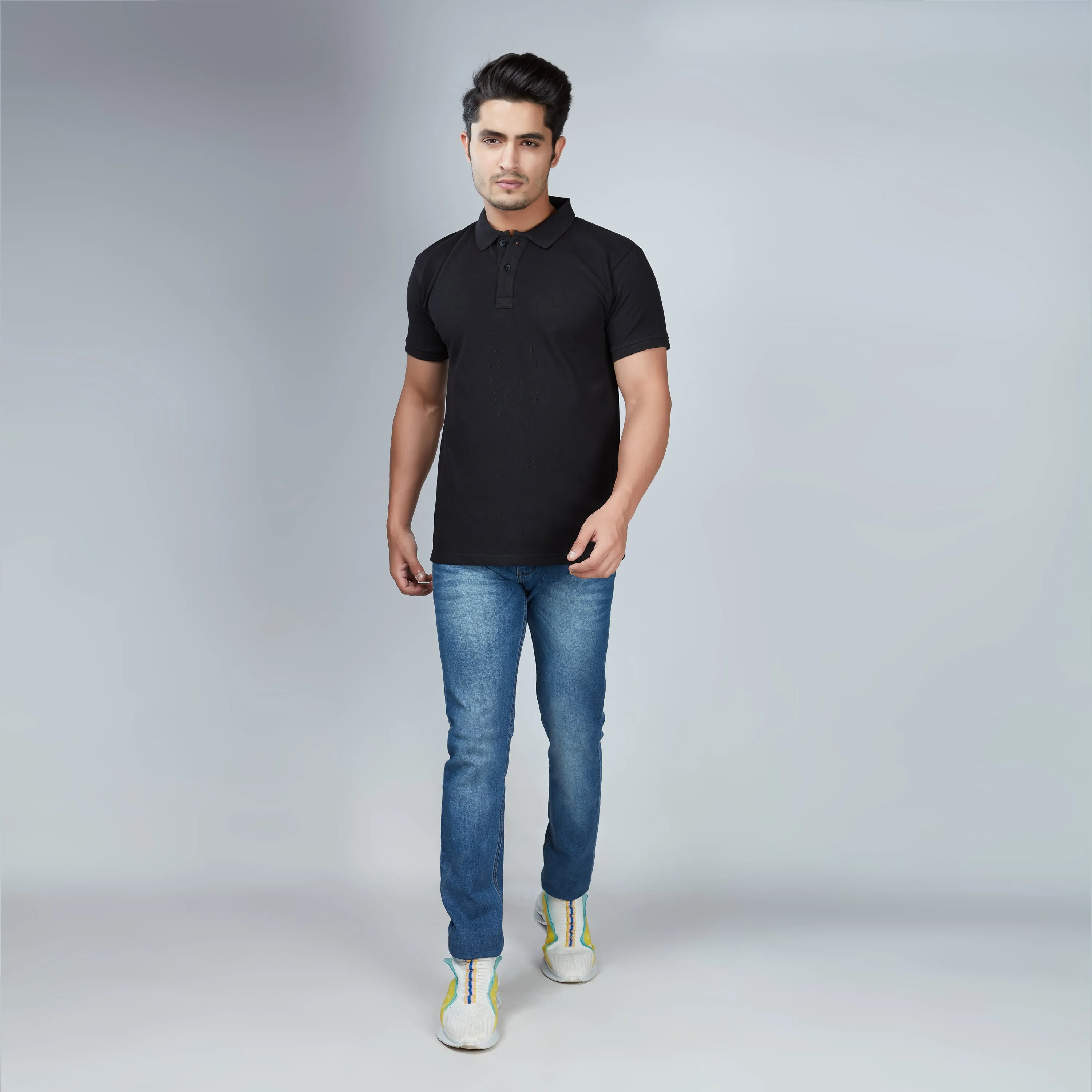 Jade Black Half Sleeve Polo T-Shirt