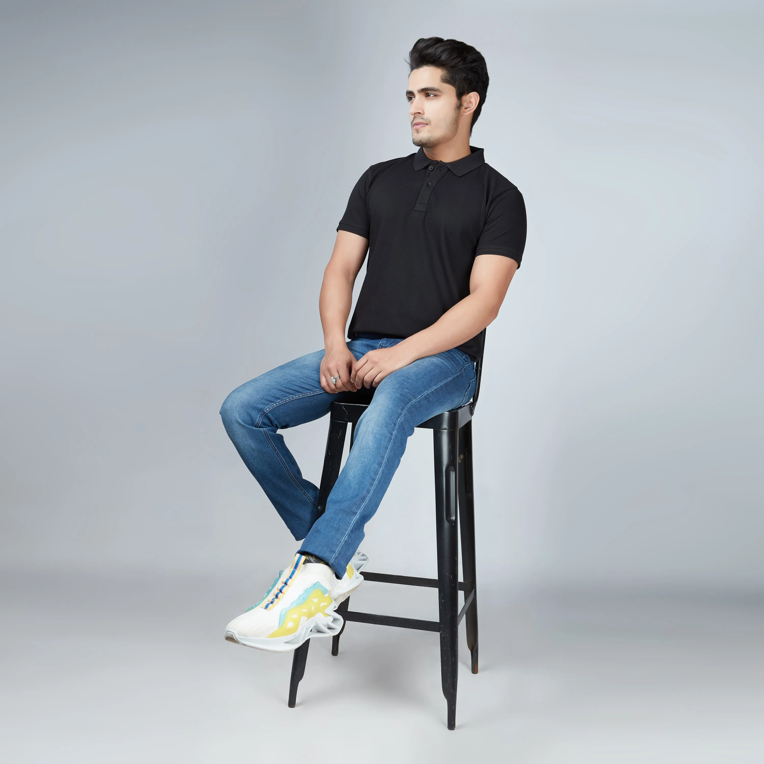 Jade Black Half Sleeve Polo T-Shirt