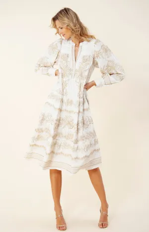 Janina Embroidered Midi Dress