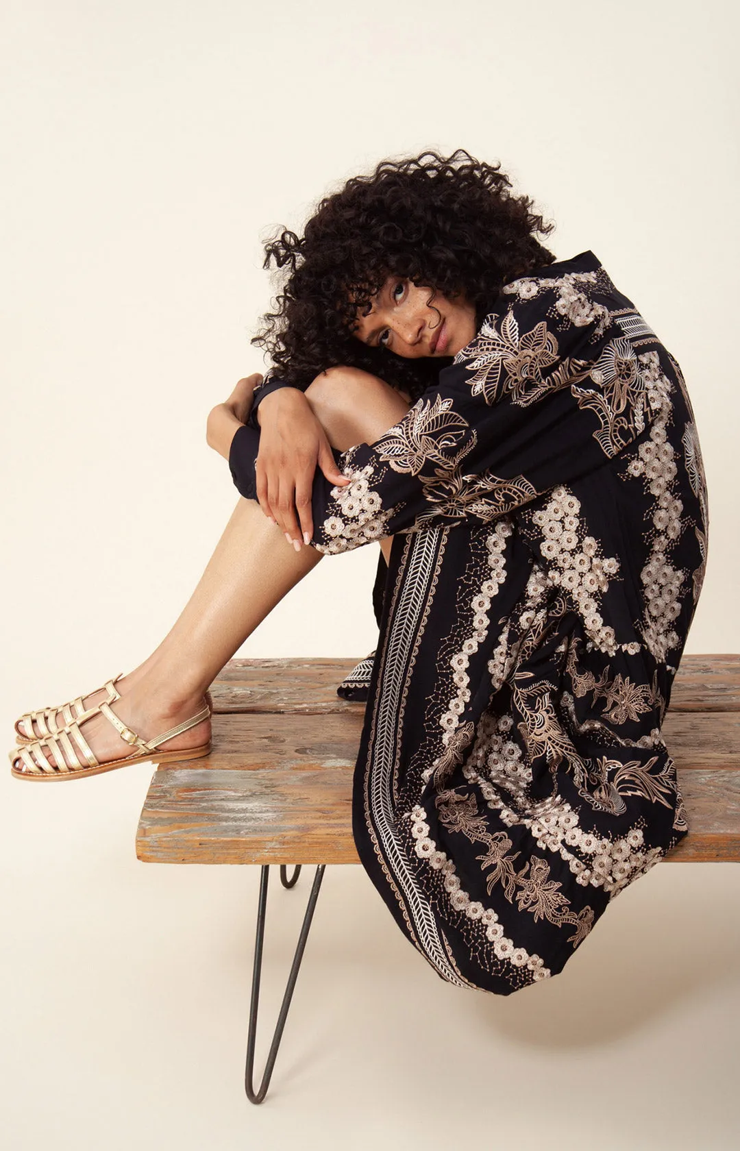 Janina Embroidered Midi Dress