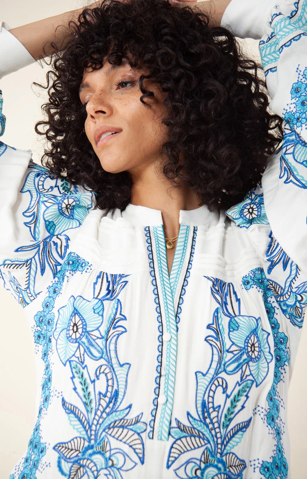 Janina Embroidered Midi Dress