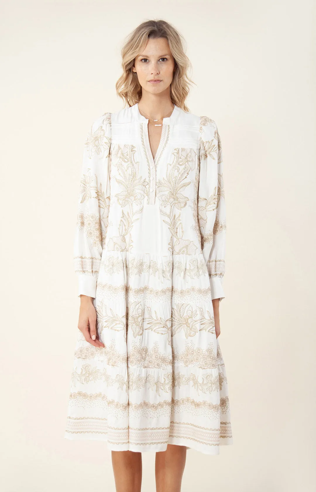 Janina Embroidered Midi Dress