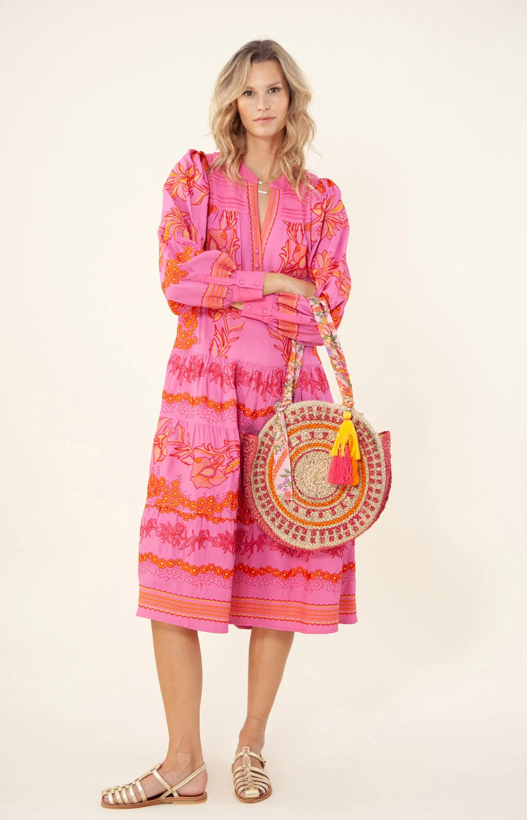 Janina Embroidered Midi Dress