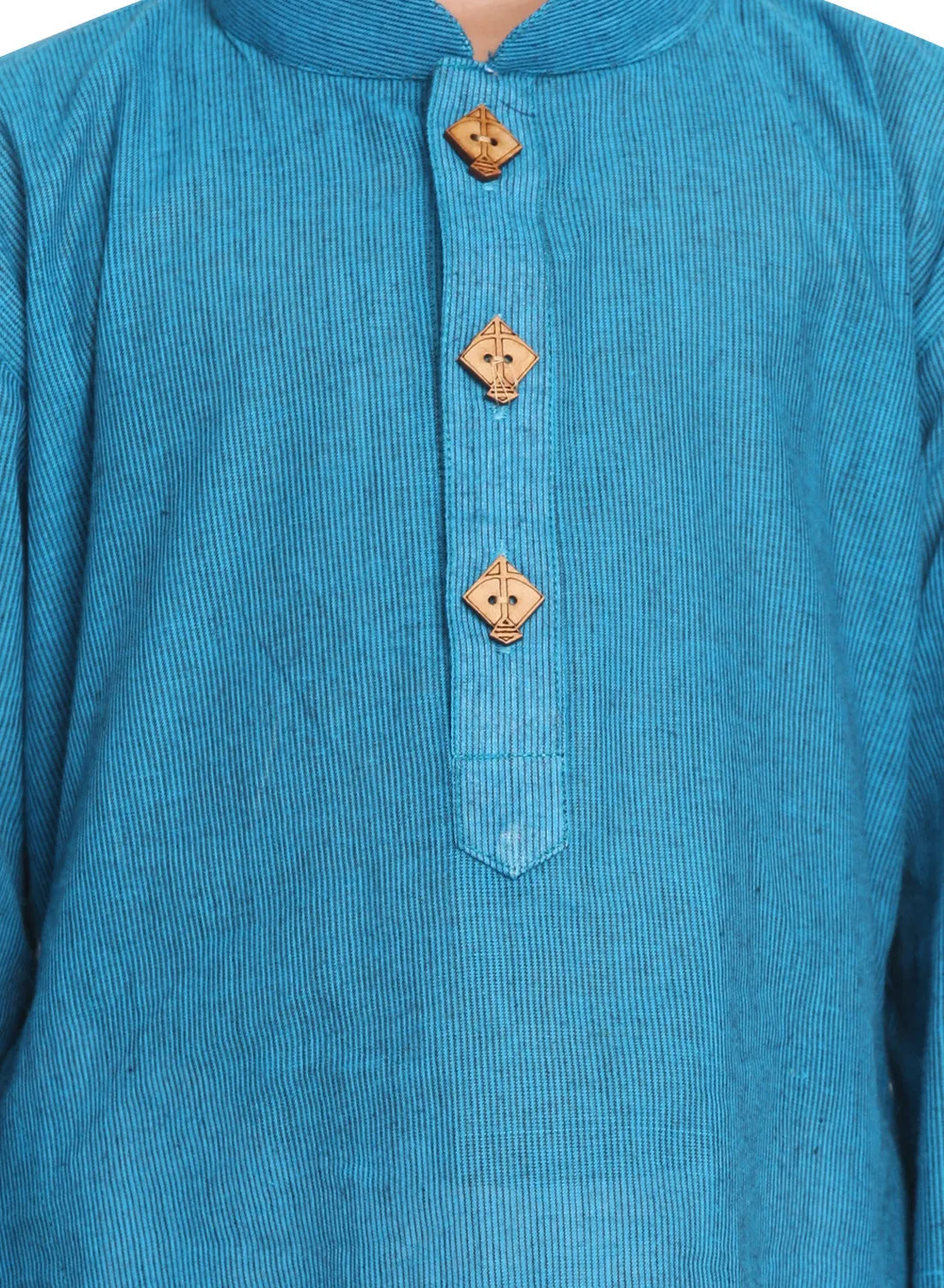 Jashvi Boys Aqua Blue Handloom Pure Cotton Kurta