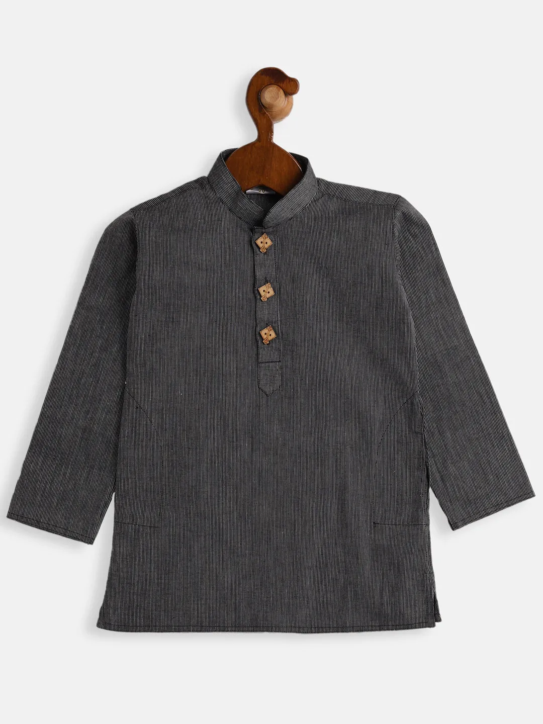 Jashvi Boys Black Pure Cotton Kurta