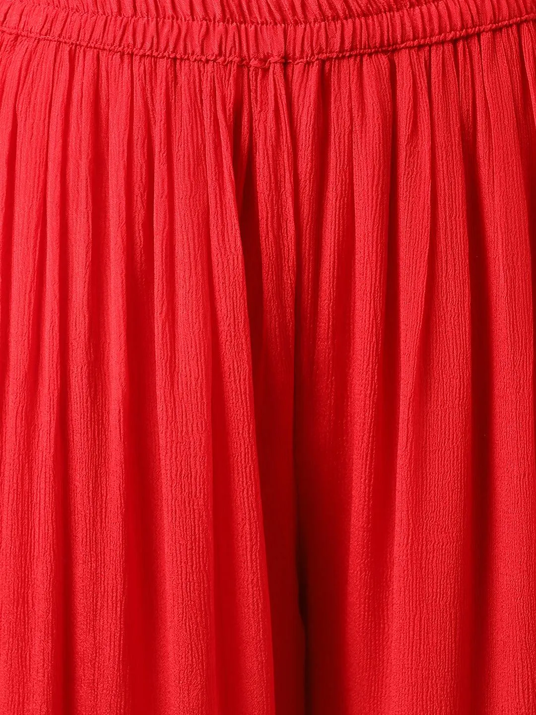 Jashvi Red Chinon Hand embroidery Kurta Sharara with chiffon dupatta