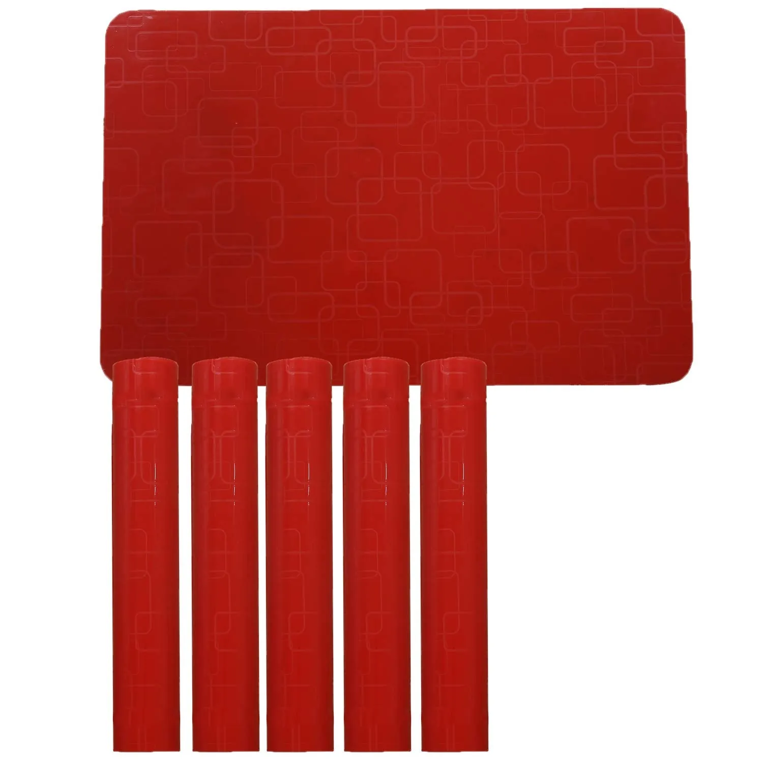 Kuber Industries Checkered Design PVC 6 Pieces Dining Table Placemat Set (Red), CTKTC13707