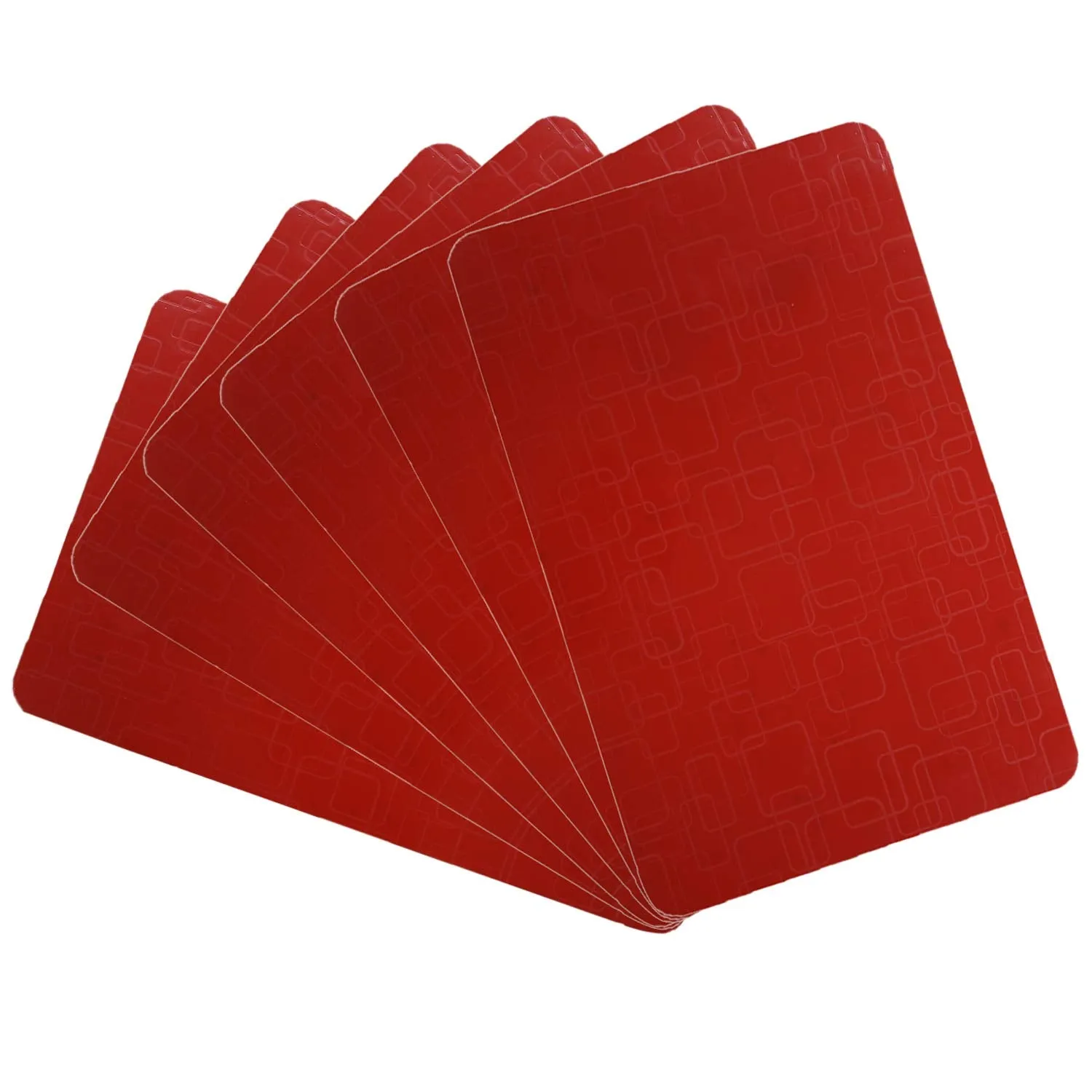 Kuber Industries Checkered Design PVC 6 Pieces Dining Table Placemat Set (Red), CTKTC13707