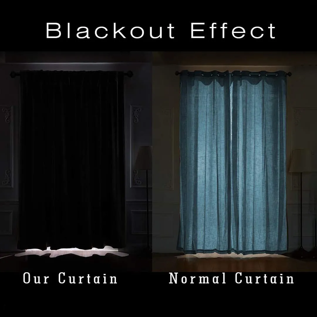 Kuber Industries Set of 2 100% Darkening Black Out Curtain I 7 Feet Door Curtain I Insulated Heavy Polyester Solid Curtain|Drapes with 8 Eyelet for Home & Office (Light Chocolate)