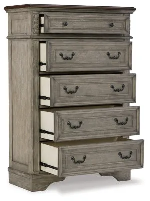 Lodenbay California King Panel Bed with Mirrored Dresser, Chest and Nightstand