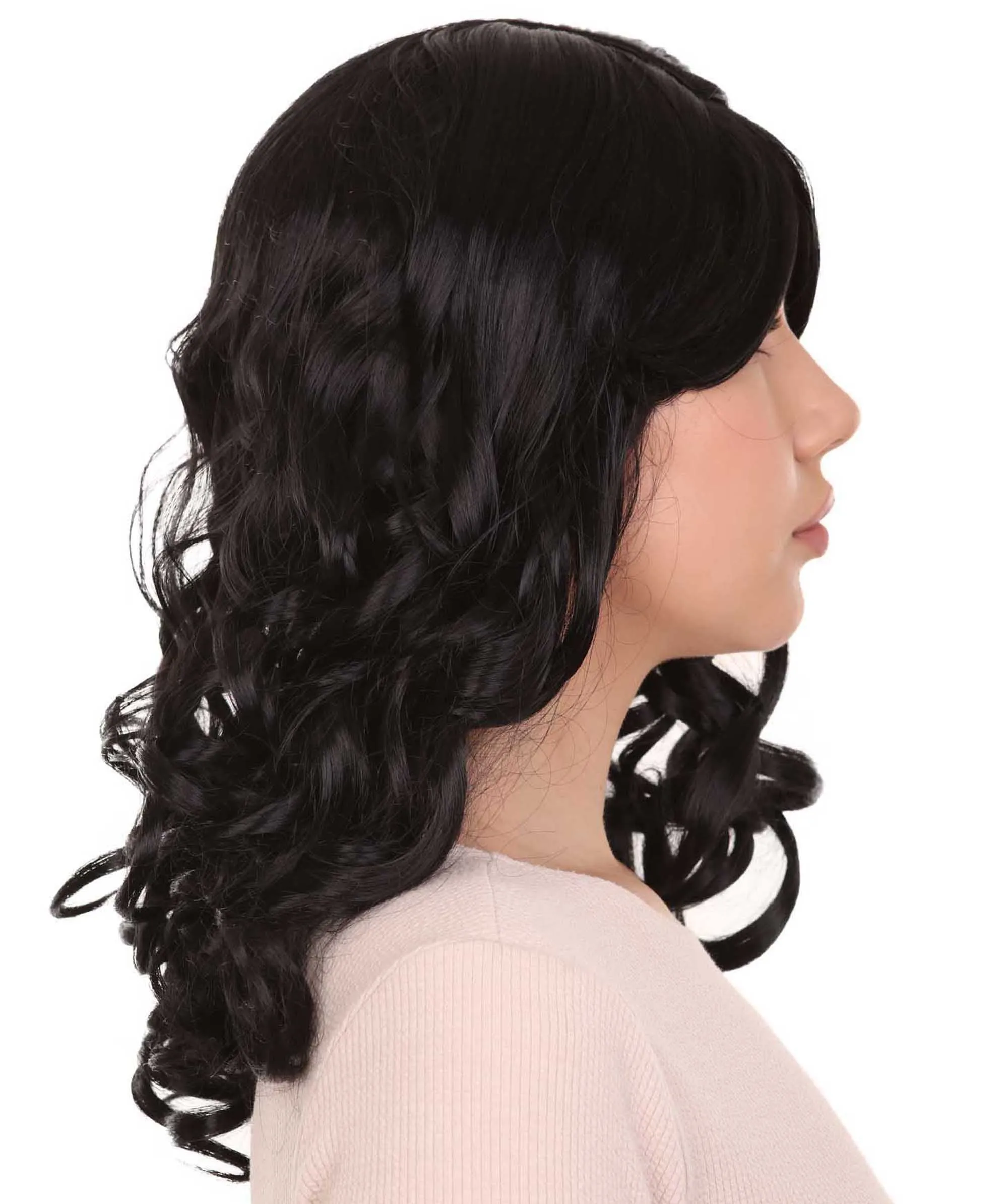 Long Black Wavy Womens Wig | Dramatical Natural Looking Wig | Premium Breathable Capless Cap
