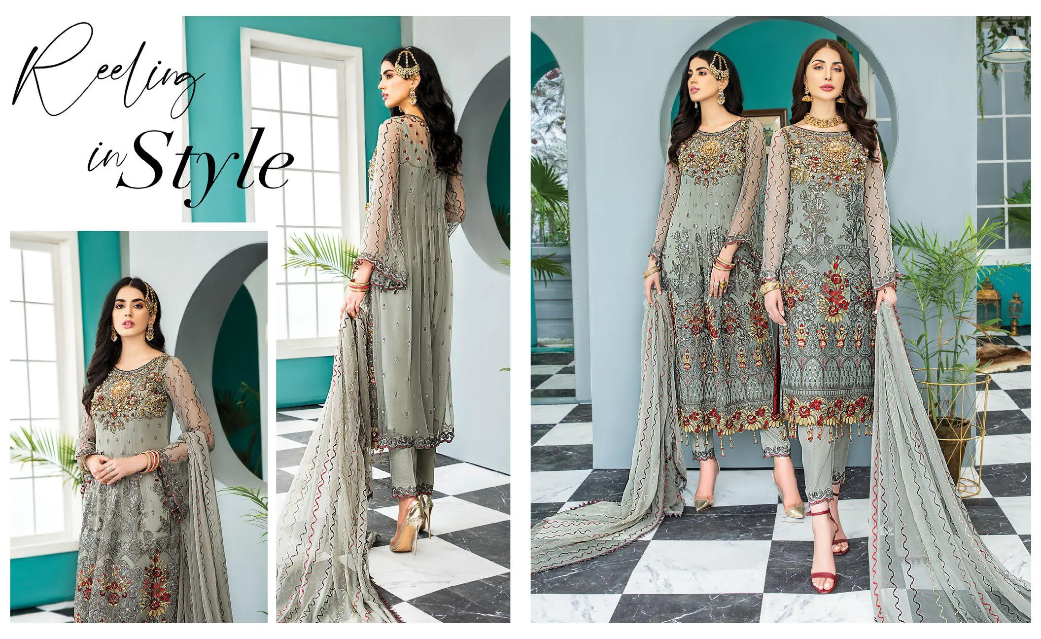 Maryam's Gold Luxury Embroidered Chiffon Collection Vol 7 – MG-78