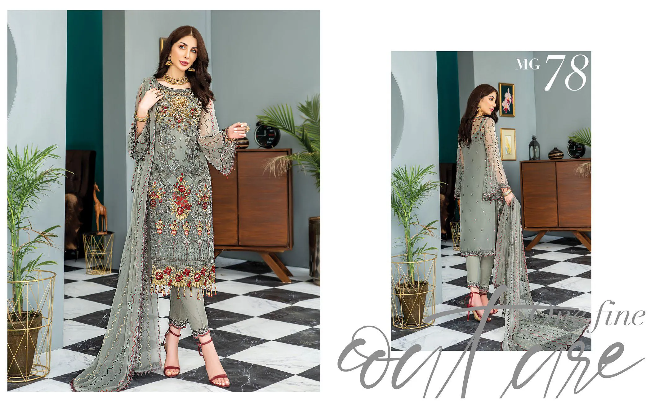 Maryam's Gold Luxury Embroidered Chiffon Collection Vol 7 – MG-78