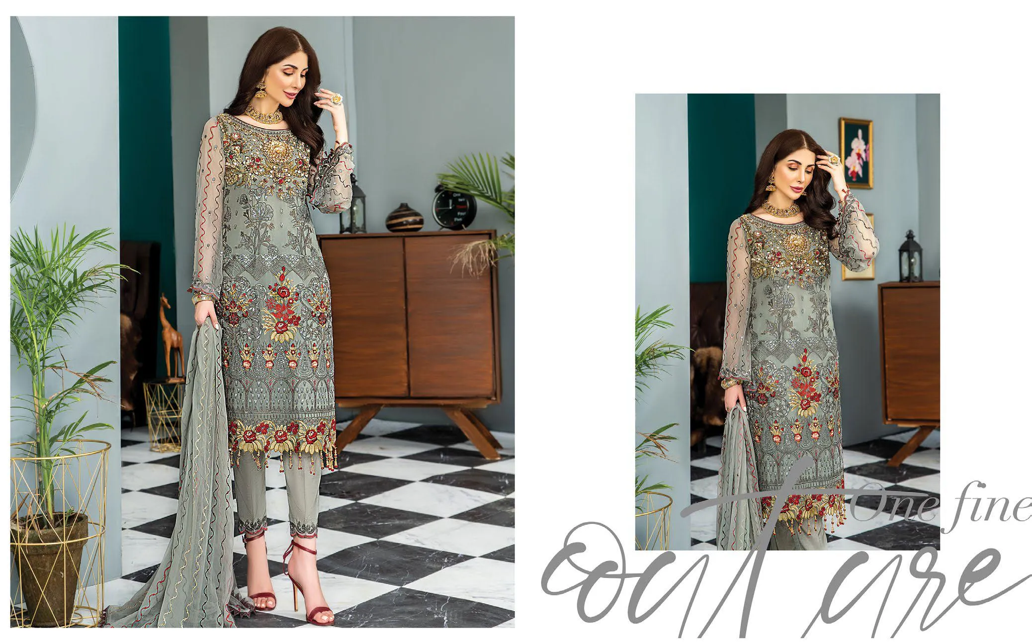 Maryam's Gold Luxury Embroidered Chiffon Collection Vol 7 – MG-78