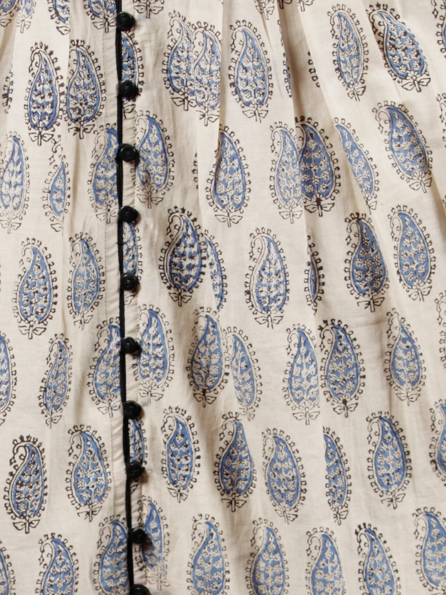Naaz Beige Red Black Blue Hand Block Printed Long Dress With Front Detailing -  DS49F001
