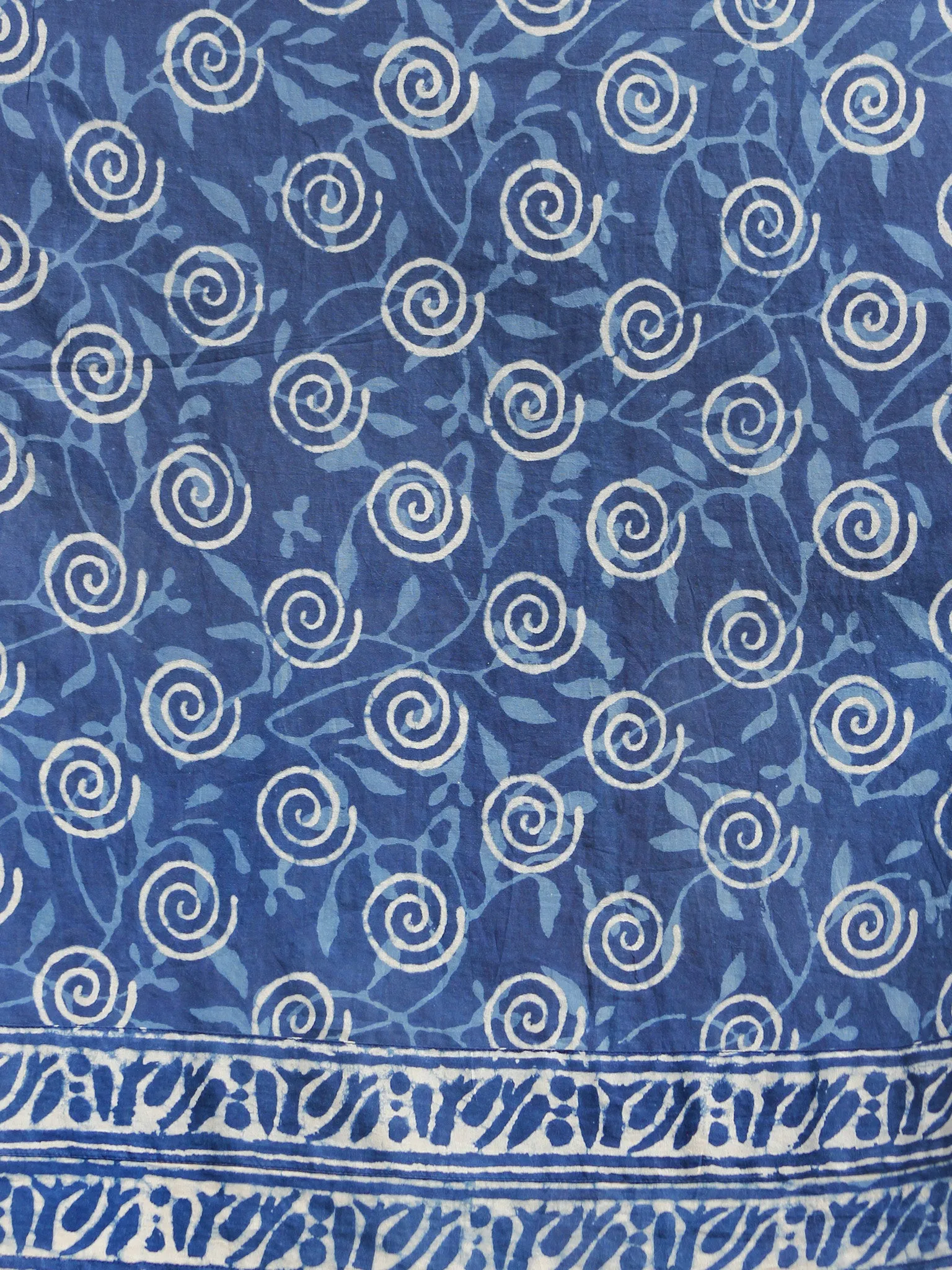 Naaz Indigo Ivory Magenta Hand Block Printed Long Dress With Gathers -  DS16F001