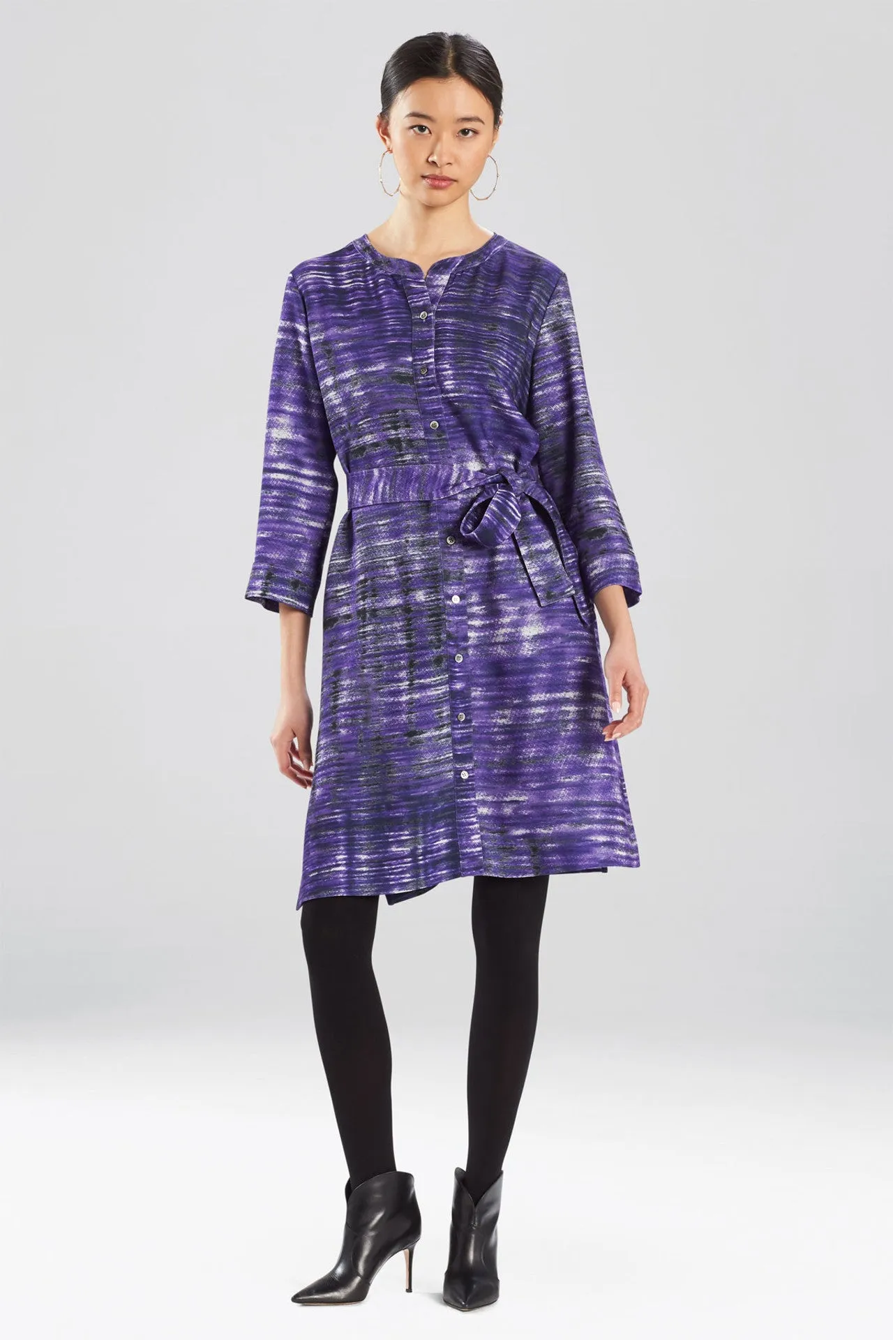 NATORI  WOMEN'S  PALOMA-PRINTED CADY BELTED DRESS