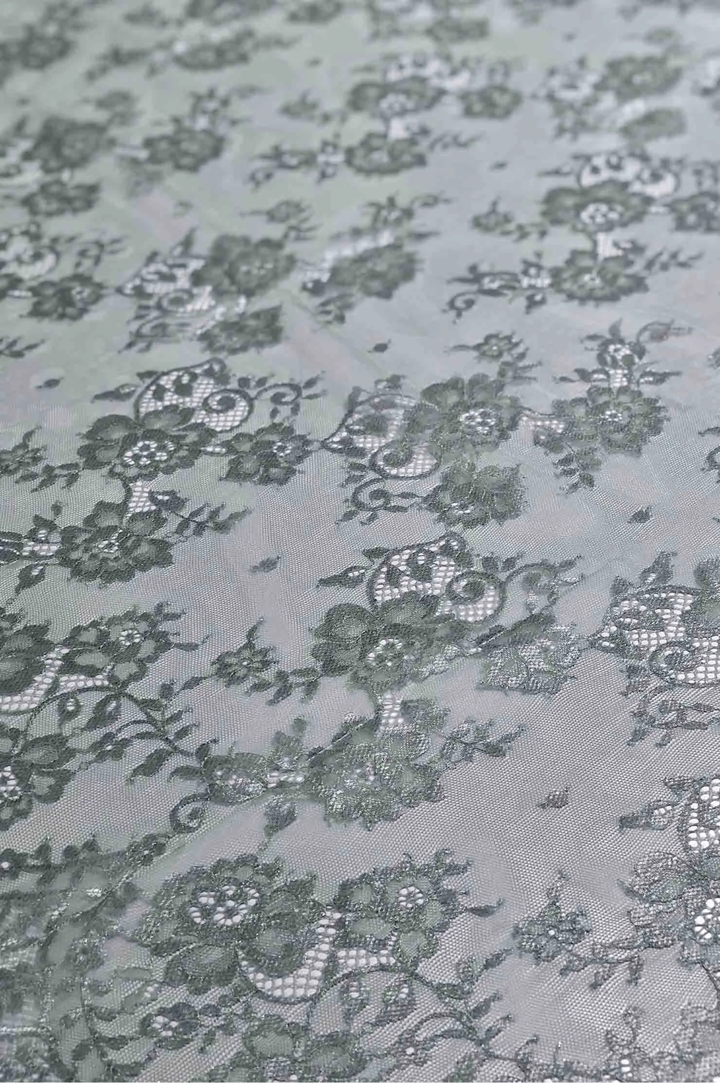 Opal Blue/Silver Metallic French Plain Lace FLP-001/21 Fabric