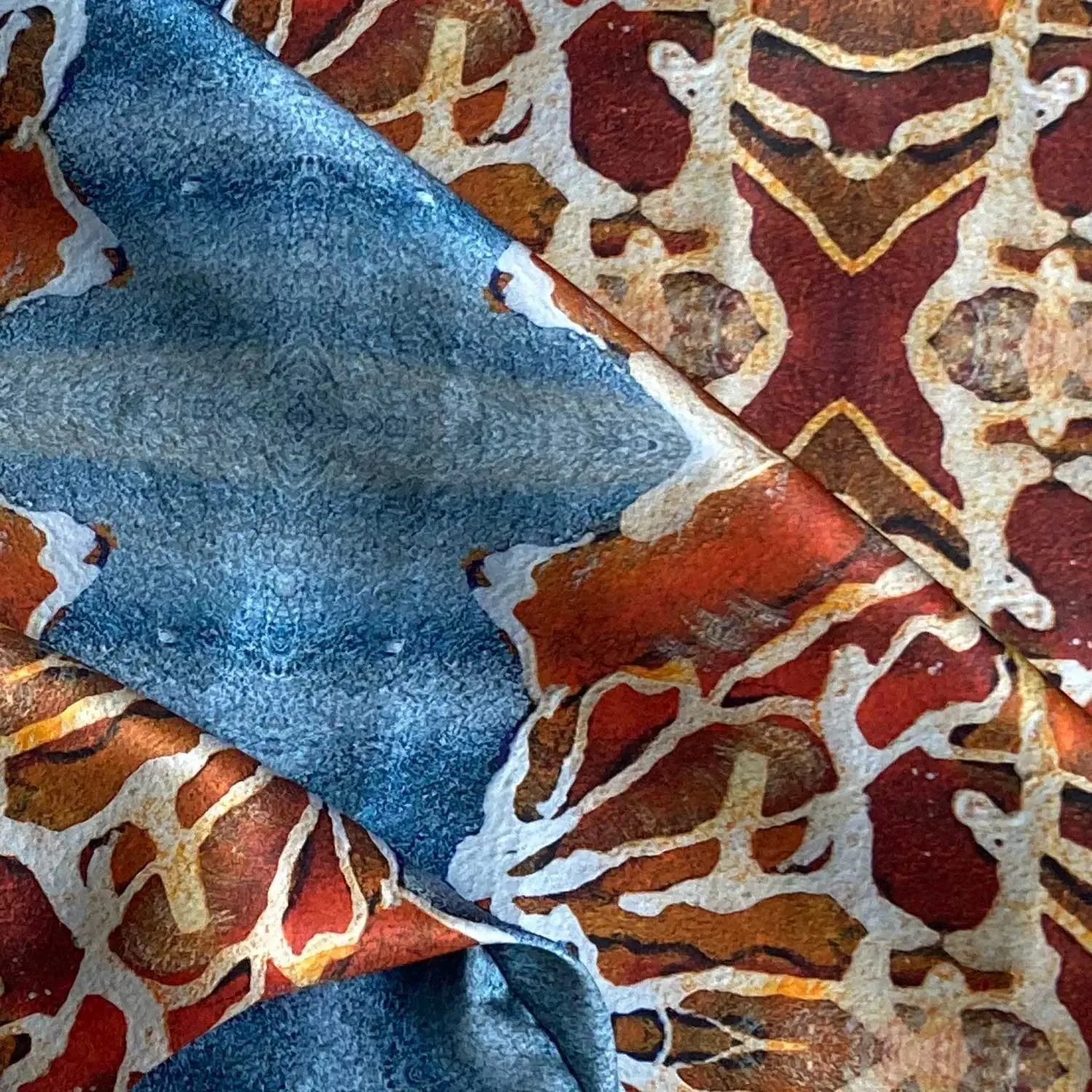 Orange and Blue Silk Pillowcase