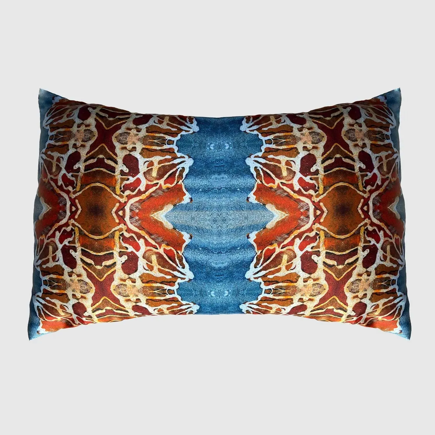 Orange and Blue Silk Pillowcase