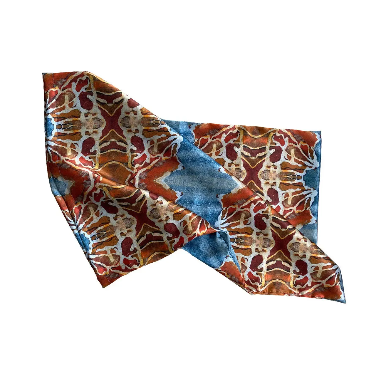 Orange and Blue Silk Pillowcase